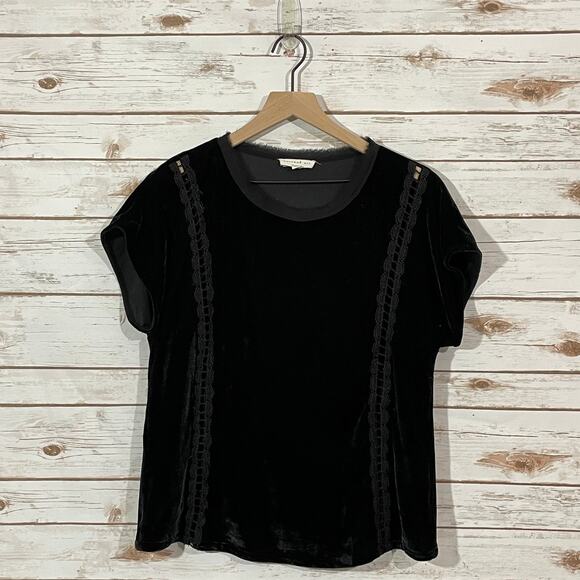 Current Air Velvet Short Sleeve Top - Black - Medium - Picture 4 of 8